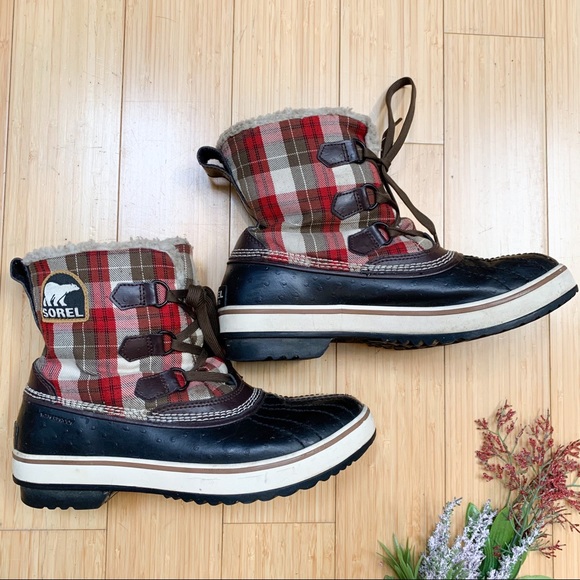 plaid winter boots